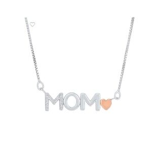 Helzberg Diamonds Sterling Silver and Rose Gold MOM Necklace